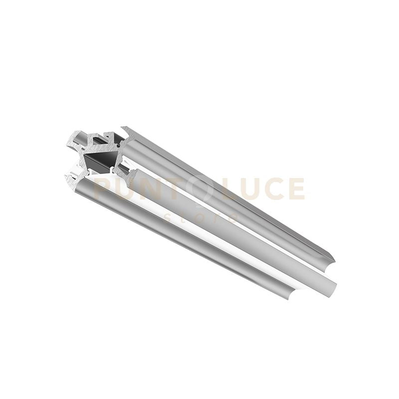 ASTANA - PROFILO IN ALLUMINIO CON DIFFUSORE BIANCO PARETE/SOFFITTO/SOSPENSIONE COLORE ARGENTO MT2