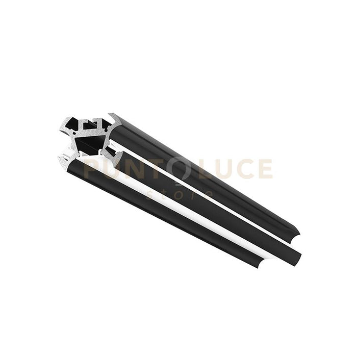 ASTANA -  PROFILO IN ALLUMINIO CON DIFFUSORE BIANCO PARETE/SOFFITTO/SOSPENSIONE MT2 COLORE NERO