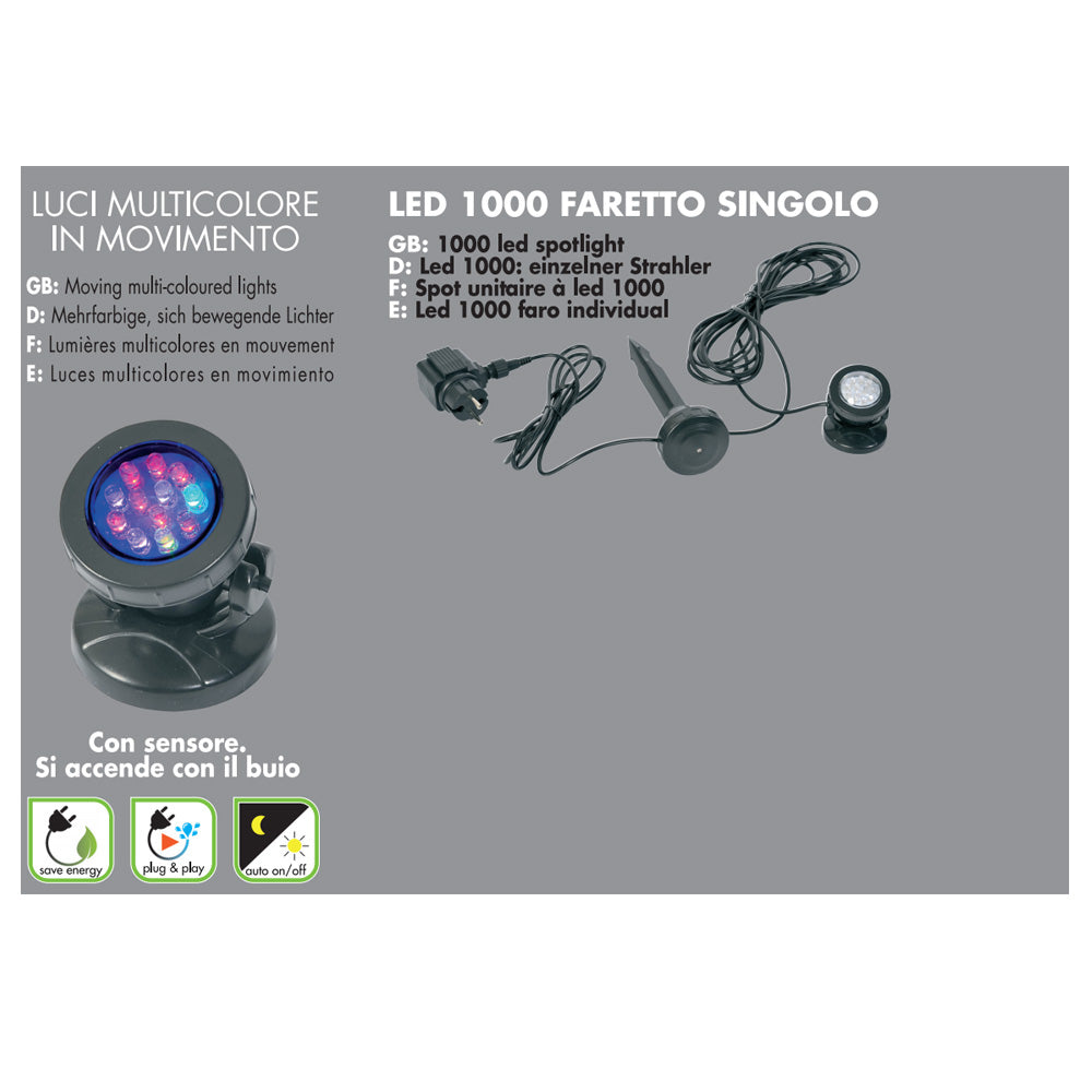 Faretto per laghetto con sensore di accensione sommergibili led 1000
