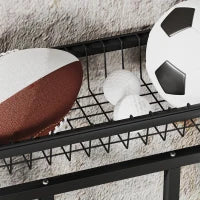 Supporto per Biciclette, Supporto di Parcheggio per 3 Biciclette con Cestino Superiore e 4 Ganci, 90 x 54 x 100 cm, Nero