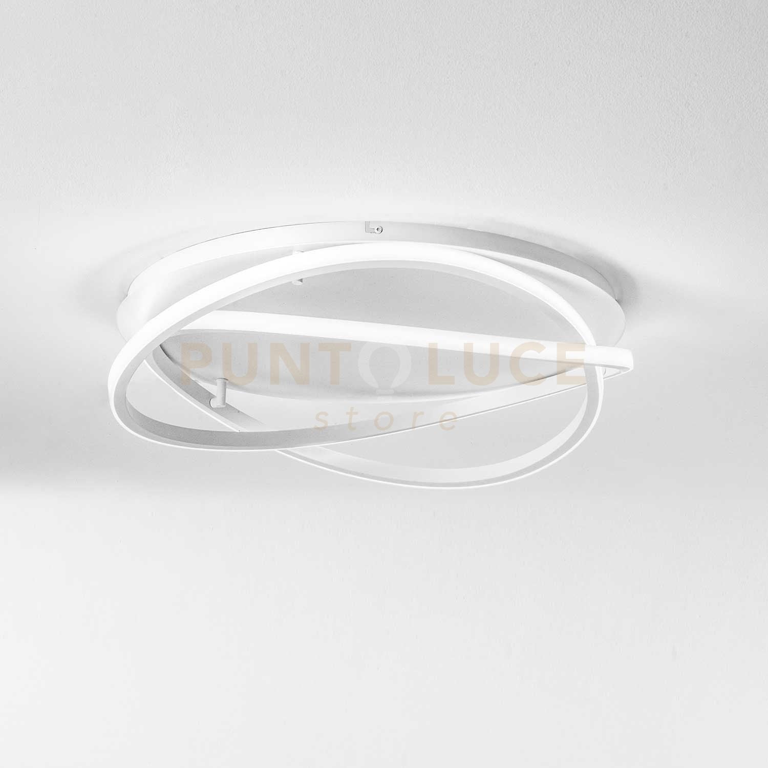 ATIA P/M - LAMPADARIO A SOFFITTO BIANCO A LED 3000K 2800LM 50W IN ALLUMINIO E SILICONE DIMMERABILE D.60CM