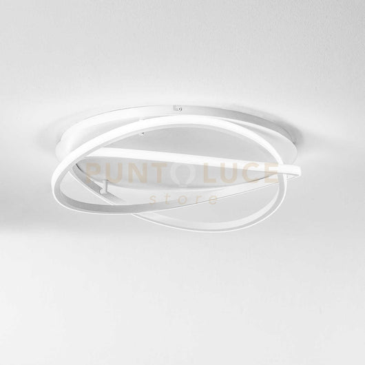 ATIA P/M - LAMPADARIO A SOFFITTO BIANCO A LED 3000K 2800LM 50W IN ALLUMINIO E SILICONE DIMMERABILE D.60CM