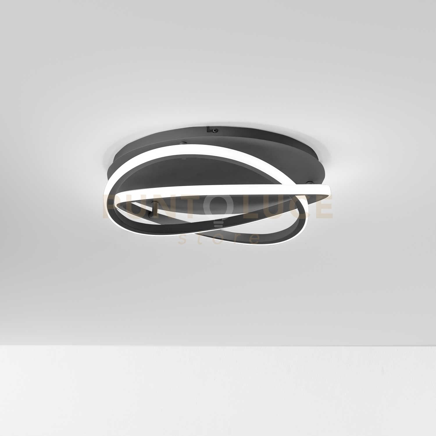 ATIA P/P -LAMPADARIO A SOFFITTO NERO A LED 3000K 1900LM 40W IN ALLUMINIO E SILICONE DIMMERABILE D.45CM