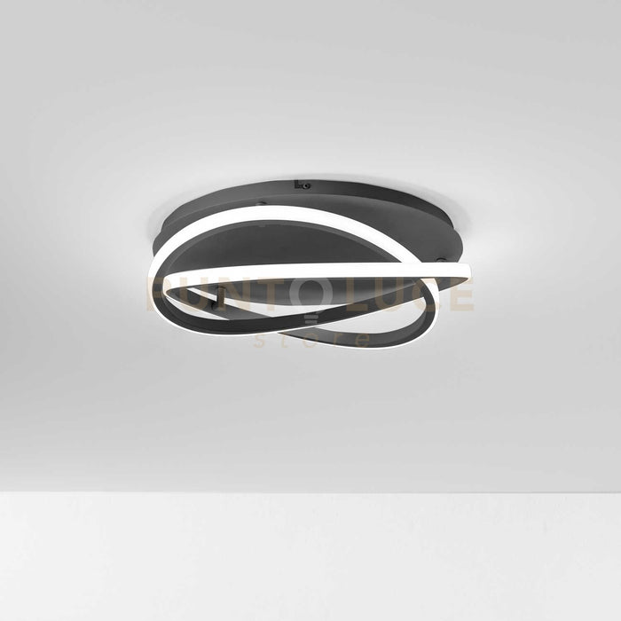 ATIA P/P -LAMPADARIO A SOFFITTO NERO A LED 3000K 1900LM 40W IN ALLUMINIO E SILICONE DIMMERABILE D.45CM