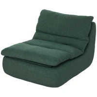 Sedia da Terra Moderna e Imbottita in Tessuto Effetto Velluto Verde e Schiuma, 82x103x75 cm