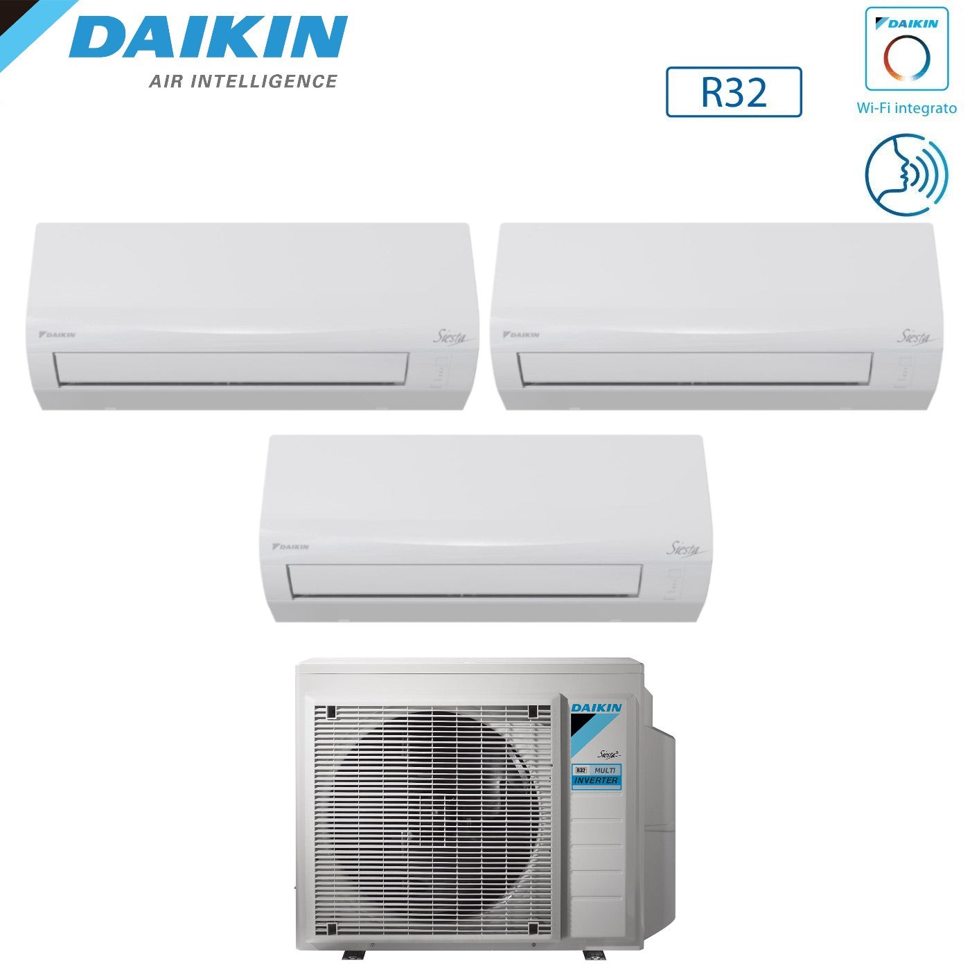 Climatizzatore Condizionatore Daikin Trial Split Inverter serie SIESTA 9+9+9 con 3AMXF52A R-32 Wi-Fi Integrato 9000+9000+9000