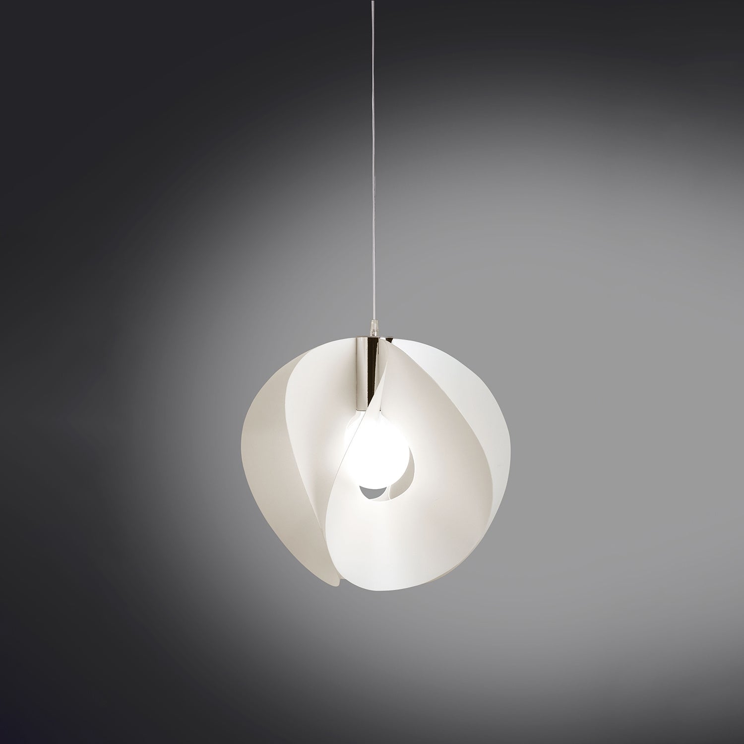 Sospensione Moderna Atom Polilux ® Bianco E Metallo Cromo 1 Luce E27