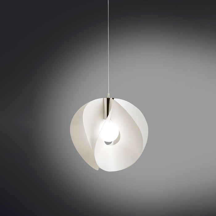 Sospensione Moderna Atom Polilux ® Bianco E Metallo Cromo 1 Luce E27