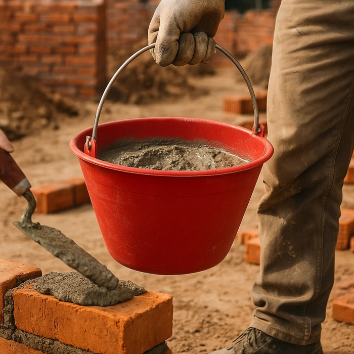 Calderina secchio muratore plastica rosso 12 l diametro 34 cm manico metallo