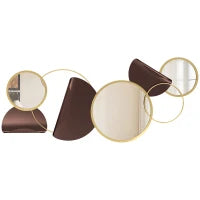 Decorazione Murale in Metallo 3D Moderna con Specchi per Salotto e Ingresso, 101x41.5 cm, Oro