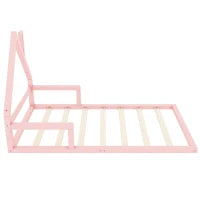 Letto per Bambini 4+ Anni a Forma di Casa, Senza Materasso, 90x200 cm, Rosa