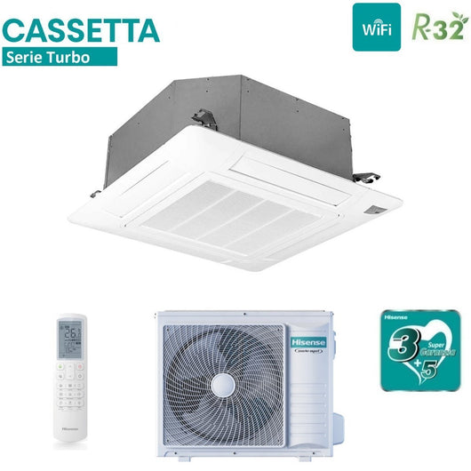 Climatizzatore Condizionatore Hisense Inverter a Cassetta serie SUPER 36000 Btu AUC105UR4RKC8 + AUW105U4RK7 R-32 Wi-Fi Optional Classe A++/A+ con Telecomando e Pannello Incluso