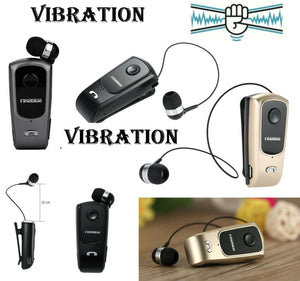 AURICOLARE CUFFIE BLUETOOTH RETRATTILE WIRELESS CLIP con VIBRAZIONE iOS Android