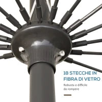 Ombrellone da Giardino e Terrazza 2.5x2.5m con Manovella, 18 Stecche e Testa Inclinabile, Crema