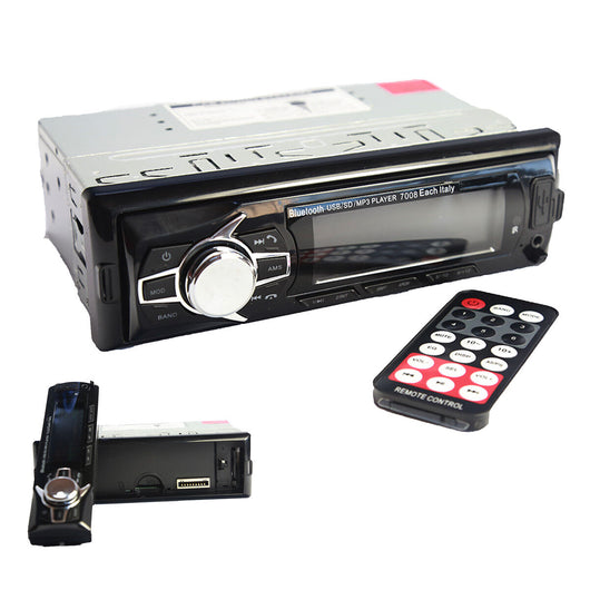 AUTORADIO STEREO BLUETOOTH FRONTALINO ESTRAIBILE FM MP3 USB SD LCD 60Wx4 EC-7008