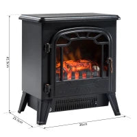 Camino Elettrico con Effetto Fiamma Regolabile Potenza 925W/1850W, 36 x 25.5 x 41.5cm, Nero