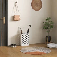 Portaombrelli di Design con Vaschetta Raccogli Gocce e 4 Ganci in Metallo, 28x14x41 cm, Bianco
