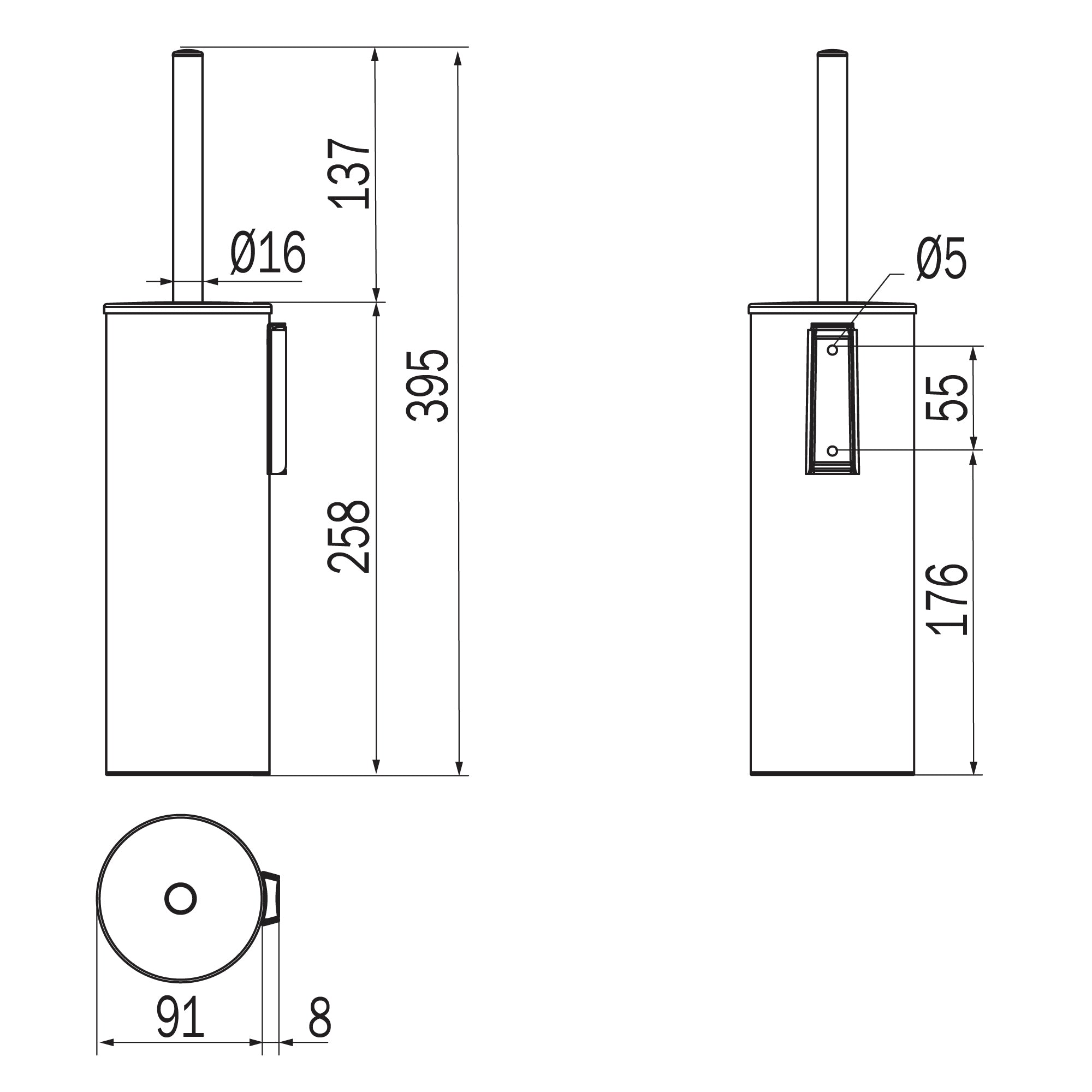 Inda - Scopino bagno da appoggio My Art - Clotilda interno bianco