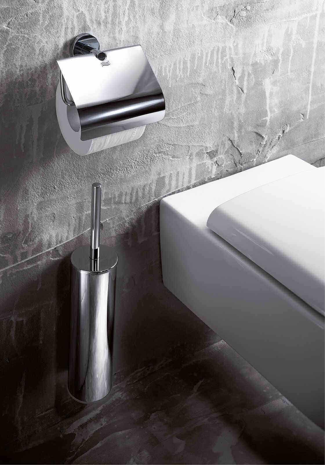 Inda - Portascopino da parete/da appoggio cromo lucido con ricambio