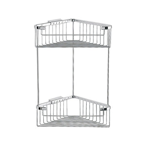 Inda - Cestino portaoggetti angolare doppio in ottone cromato