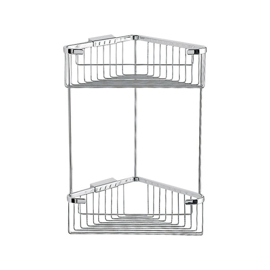 Inda - Cestino portaoggetti angolare doppio in ottone cromato