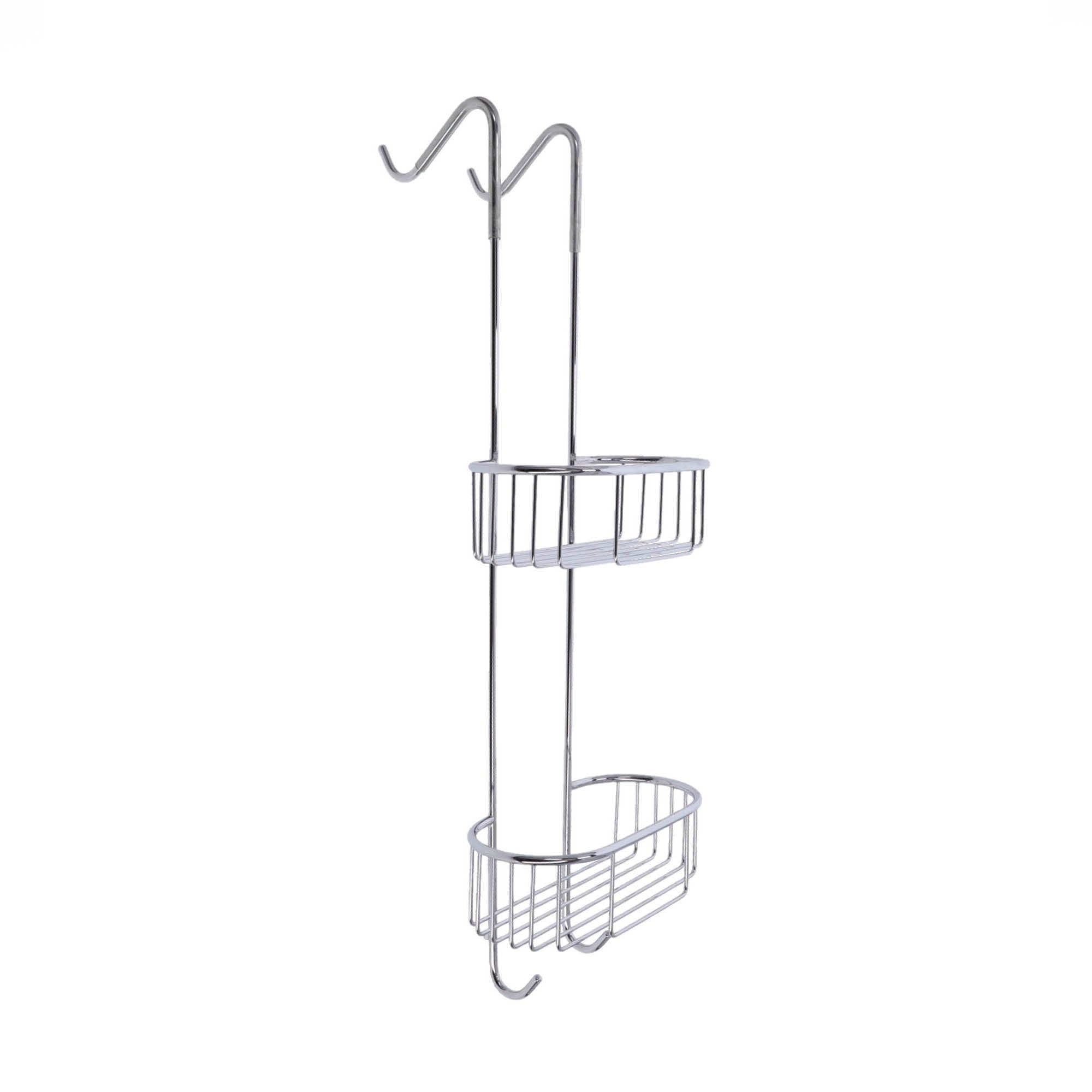 Inda - Cestino portaoggetti doccia doppio appendibile in ottone cromato