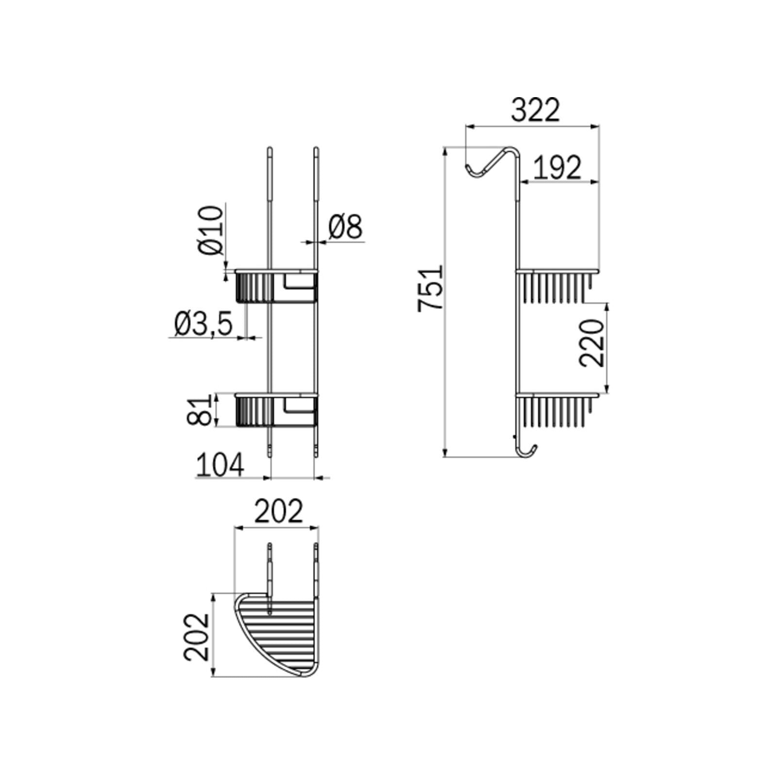 Inda - Portaoggetti doccia doppio appendibile a destra cromo lucido