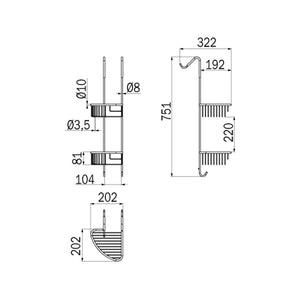Inda - Portaoggetti doccia doppio appendibile a destra cromo lucido