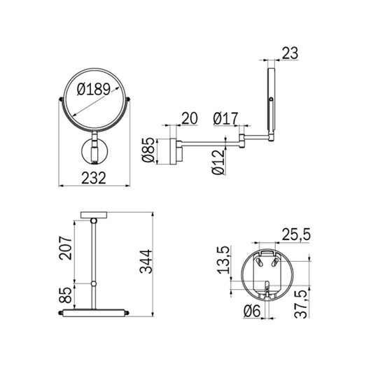 Inda - Specchio ingranditore a parete bifacciale 3x-5x My Mirror