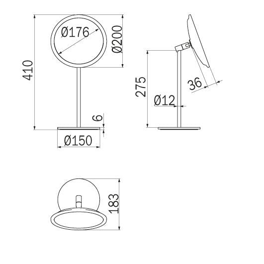 Inda - Specchio ingranditore 3x tondo da appoggio orientabile My Mirror nero