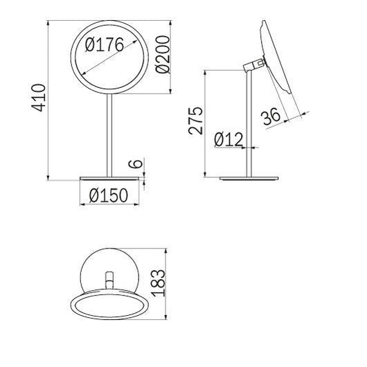 Inda - Specchio ingranditore 3x tondo da appoggio orientabile My Mirror nero