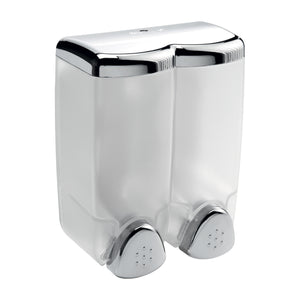 Inda - Dispenser sapone doppio a parete Hotellerie cromo lucido / trasparente