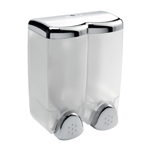 Inda - Dispenser sapone doppio a parete Hotellerie cromo lucido / trasparente