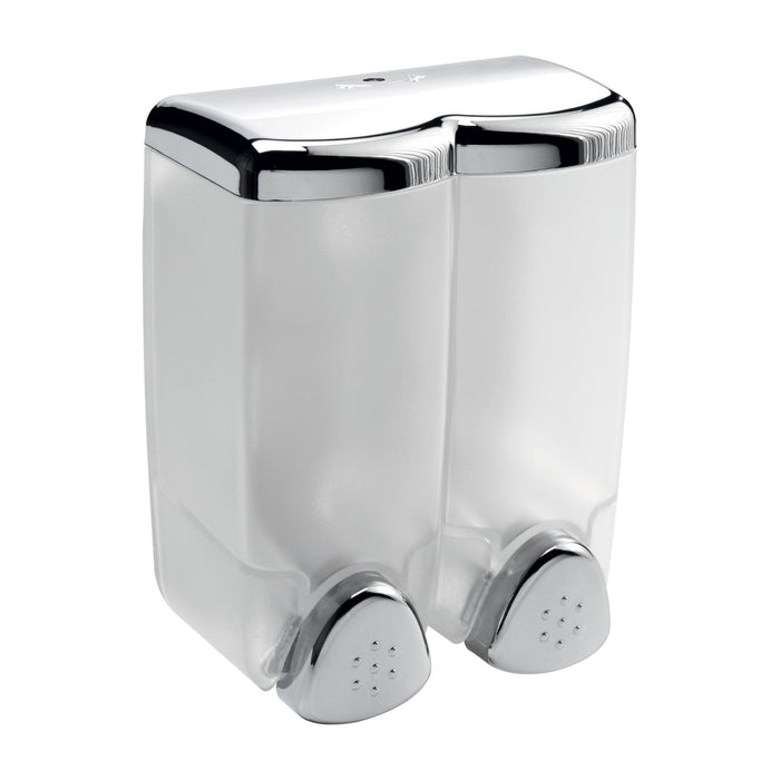 Inda - Dispenser sapone doppio a parete Hotellerie cromo lucido / trasparente