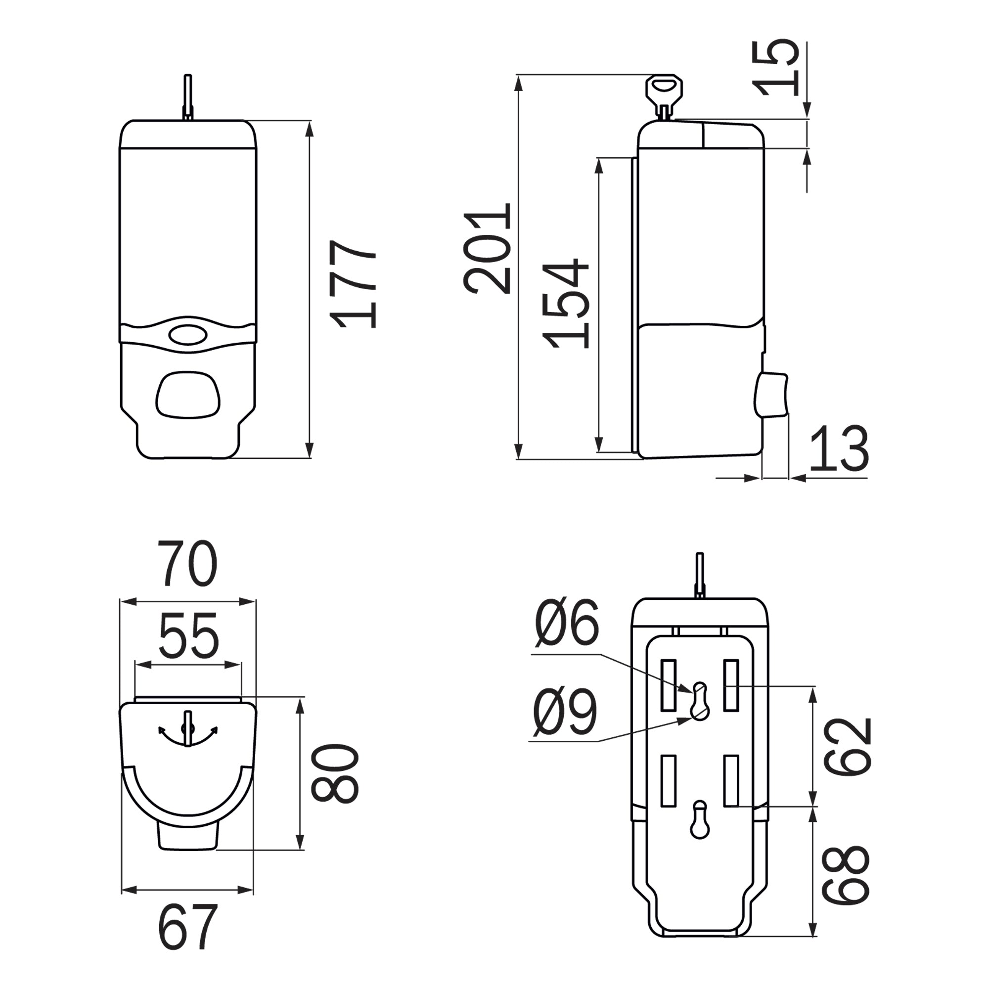 Inda - Dispenser sapone a parete Hotellerie cromo lucido / trasparente