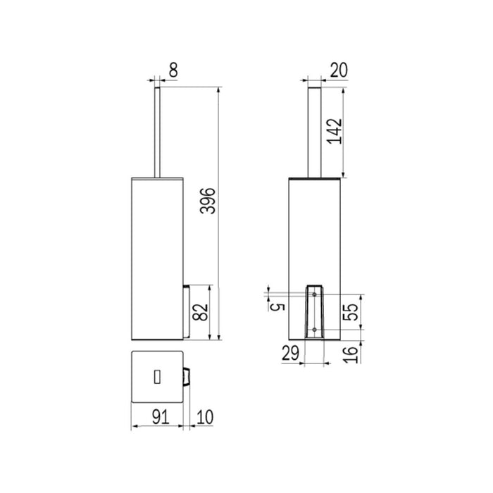 Inda - Portascopino da parete/da appoggio My Way in ottone cromato/nero