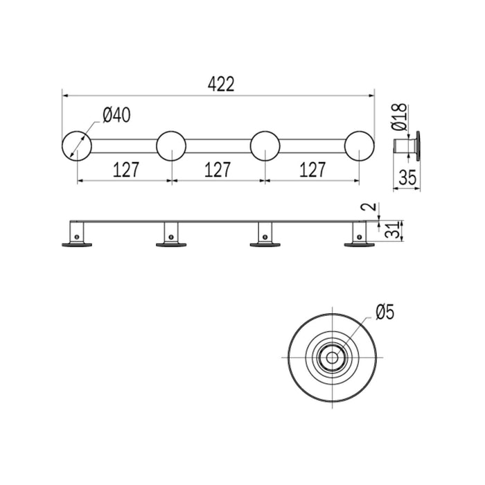 Inda - Appendiabiti quadruplo One nickel spazzolato