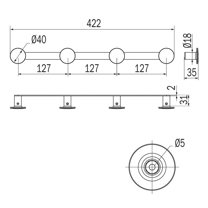 Inda - Appendiabiti quadruplo One nero