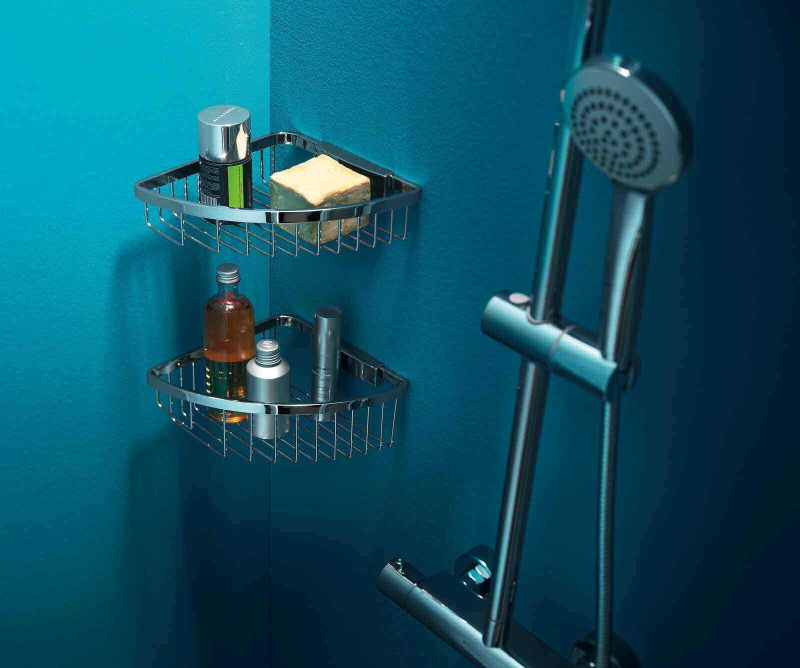 Inda - Cestino portaoggetti L.19 H.4 cm angolare sganciabile ottone cromato