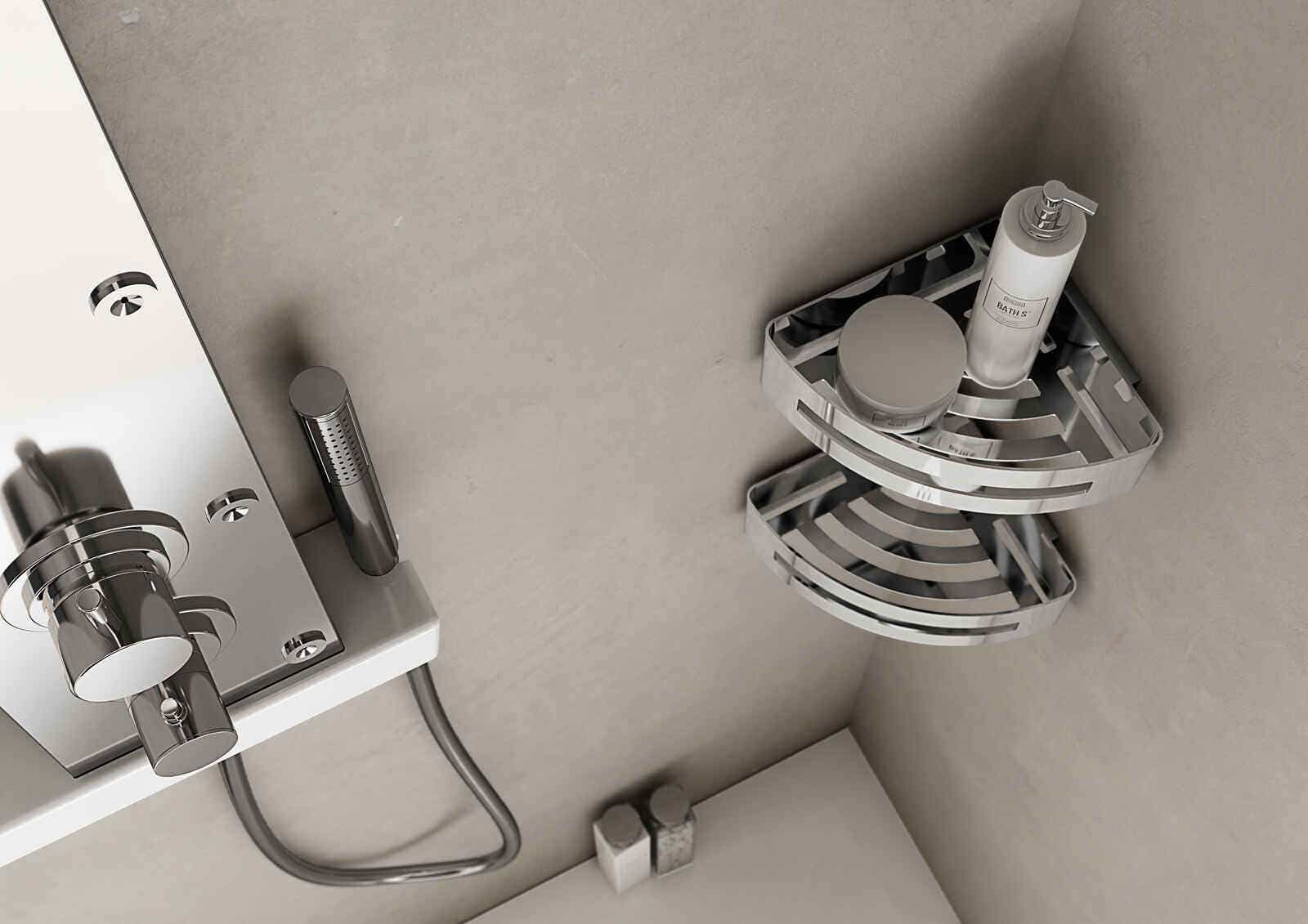 Inda - Cestino portaoggetti L.17 H.6 cm angolare sganciabile acciaio lucido