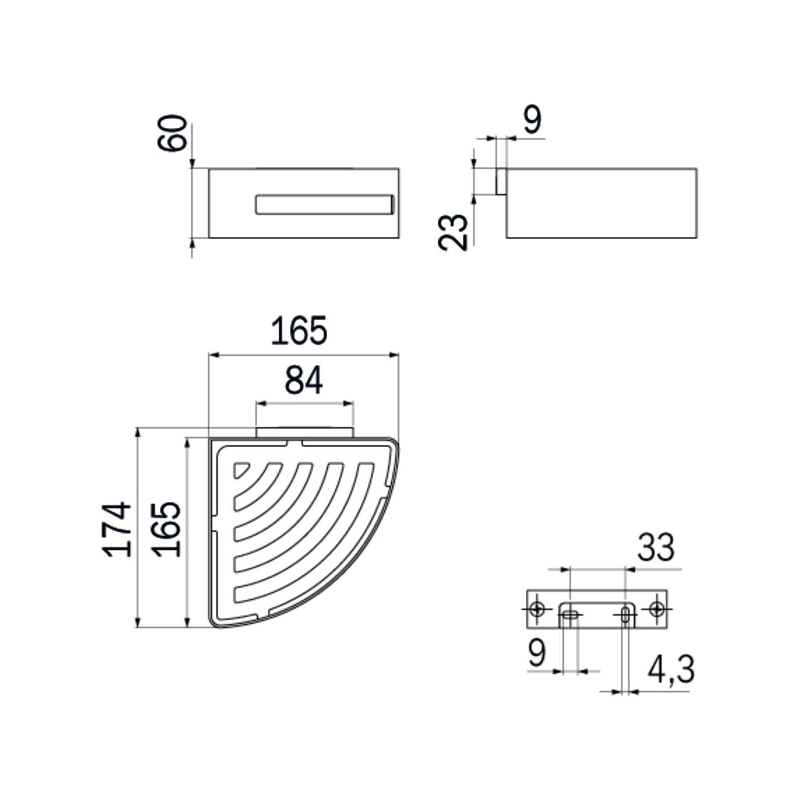 Inda - Cestino portaoggetti L.17 H.6 cm angolare sganciabile acciaio lucido