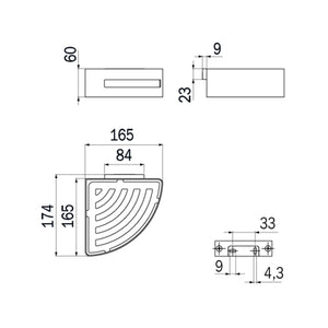 Inda - Cestino portaoggetti L.17 H.6 cm angolare sganciabile acciaio lucido