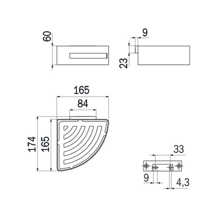 Inda - Cestino portaoggetti L.17 H.6 cm angolare sganciabile acciaio lucido