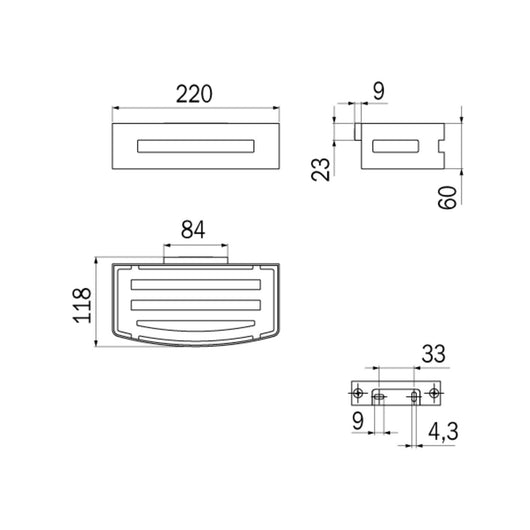 Inda - Cestino portaoggetti L.22 H.6 cm sganciabile in acciaio lucido