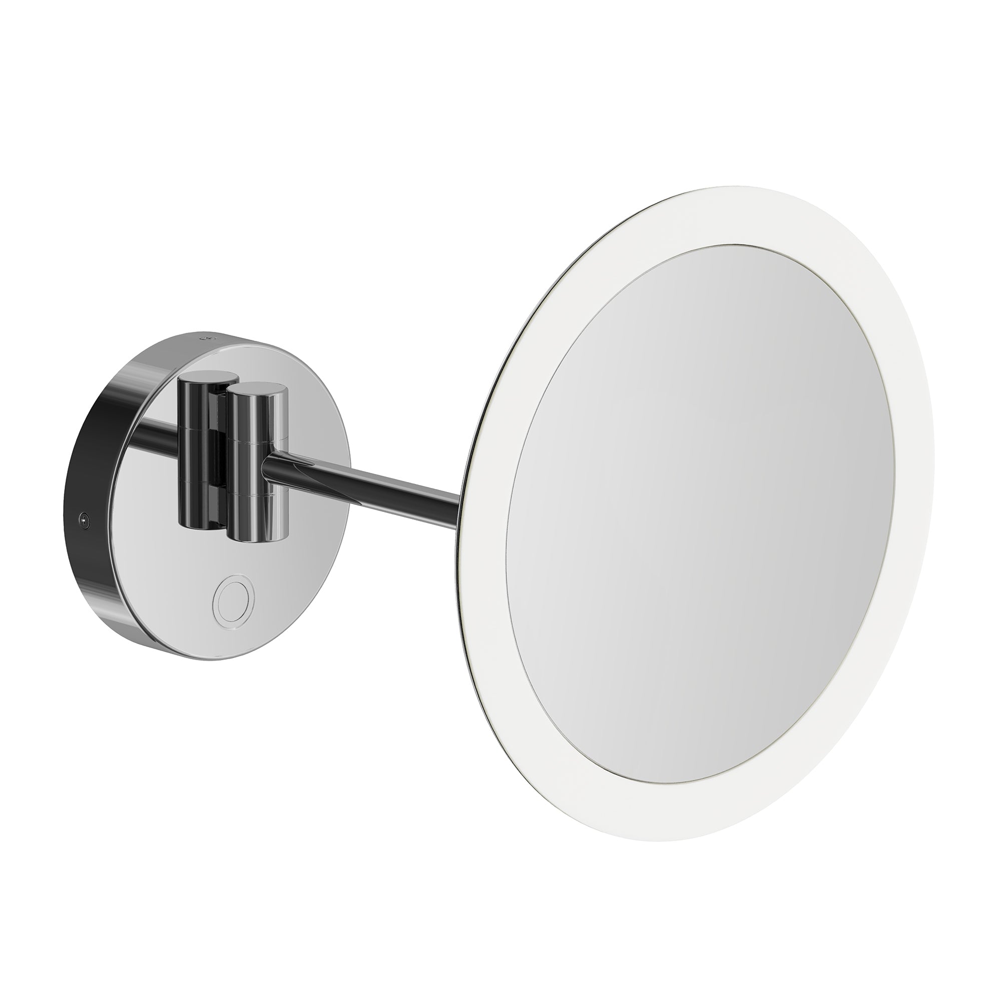 Inda - Specchio ingranditore tondo 3x a parete snodato con luce led cromo