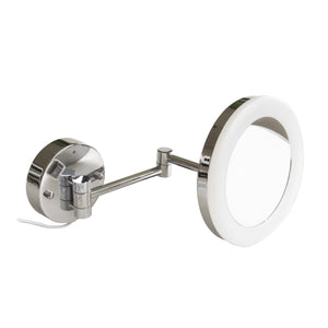 Inda - Specchio ingranditore tondo 3x a parete doppio braccio snodato a led