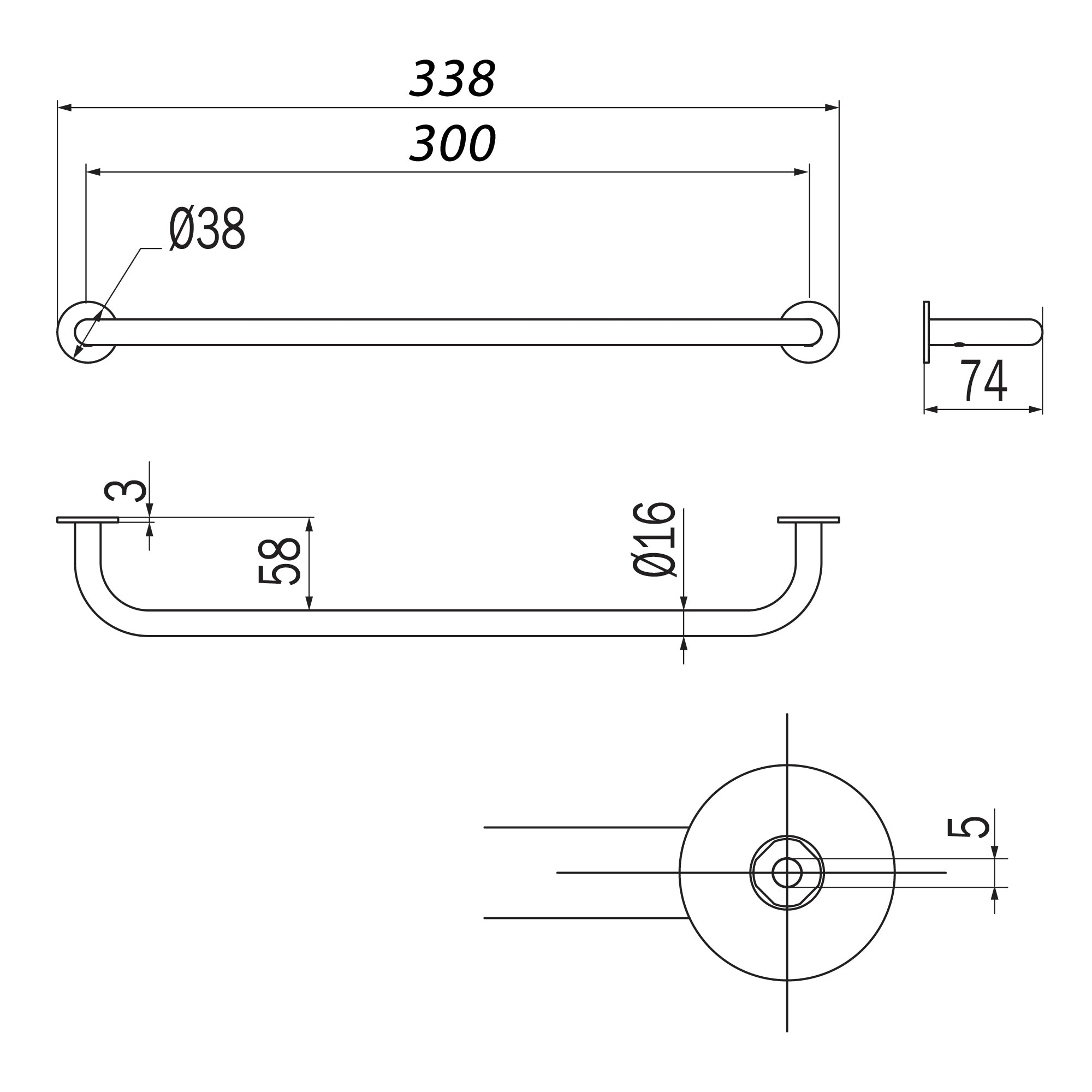 Inda - Porta asciugamani Hotellerie nichel spazzolato L.30 cm