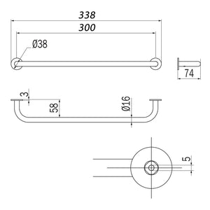 Inda - Porta asciugamani Hotellerie nichel spazzolato L.30 cm
