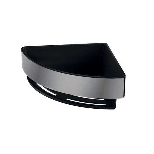 Inda - Cestino portaoggetti L.18 H.7 cm angolare estraibile in acciaio spazzolato nero