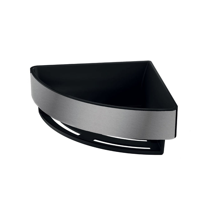 Inda - Cestino portaoggetti L.18 H.7 cm angolare estraibile in acciaio spazzolato nero